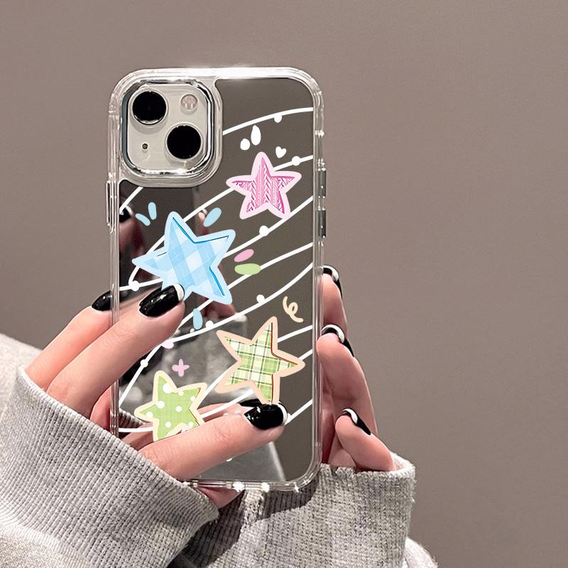 

Чехлы для мобильных телефонов iPhone 11 13 XR 15 Pro Max 12 14 Pro Max Чехол iPhone 16 XS Max Зеркальный защитный чехол Зеркальный Изысканный мультяшный водонепроницаемый iPhone 13 серебряный