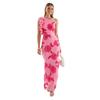 Oblique collar European and American summer new fashion suspender hip wrap sexy three-dimensional disc flower dress