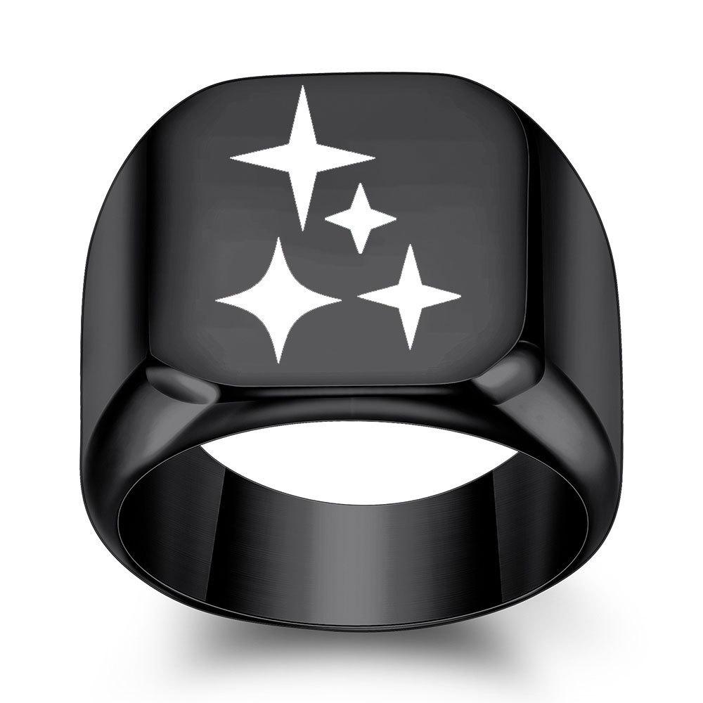 Stainless Steel Square 18MM Galaxy Star Ring - Retro Fashionable Trend for Women Size 7
