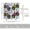Monster Truck Shower Curtain – Playful Cartoon Cars, Bold Colors & Lightning Design, 70X70In, Polyester, Includes Hooks