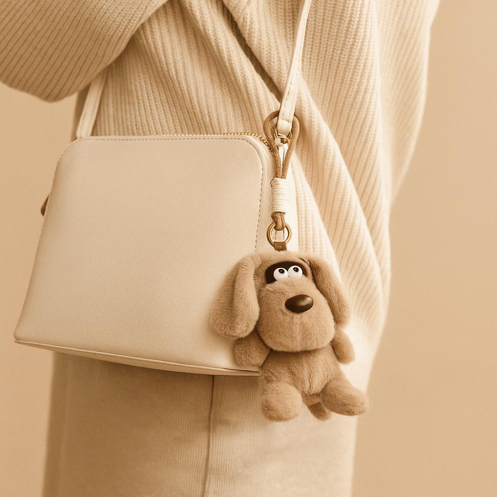 Lifelike Big Eared Dog Keychain Fluffy Puppy Plush Doll Keychain Jewelry Accessories