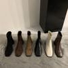 Grape mother studiolee Korean retro square head suede versatile thick heel heightening thin short boots women's autumn and winter