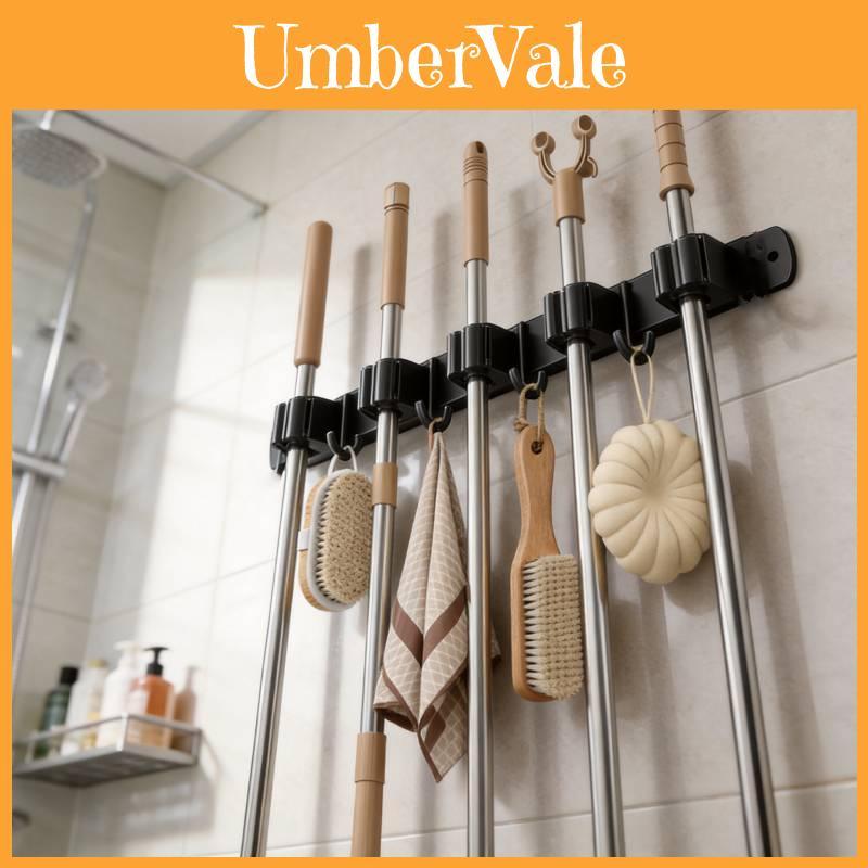 Modern Stainless Steel Mop Hanger Wall Hook With Dual Use Nodrill Design For Home Organization