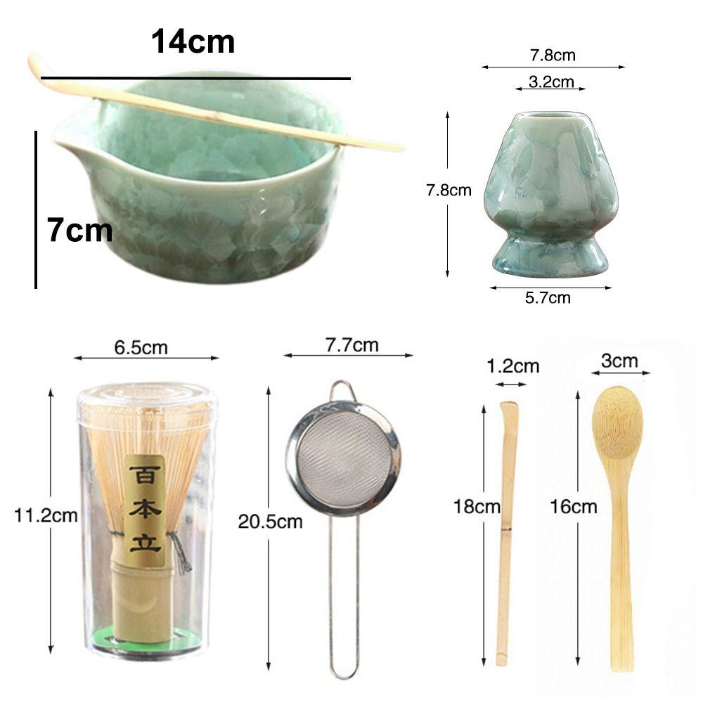 6PCS Traditional Bamboo Ceramic Japanese Matcha Tea Set Reusable Food Grade Matcha Stirring Brush Safe Matcha Whisk