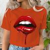 Casual Tee Shirt Lady Clothes Top Short Sleeve Casual Fashion Tshirt Summer Female T Women LIPS BLOOD Graphic T-shirts Clothing
