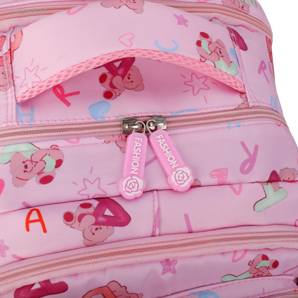 Nylon Backpack for Kids and Teens with Cute Cartoon Pattern Fashion School Bag for Girls Large Capacity Daily Use Bookbag
