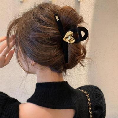 Women's Black Gold Heart Hair Clip