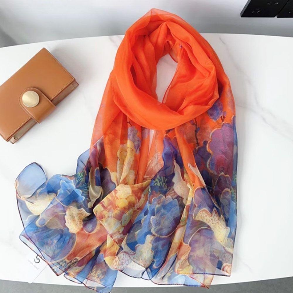 Print Silk Scarf Luxury Beach Bandana Women Hijab