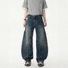 American Retro Scimitar Wide-leg Jeans Men's Niche Design Wide-leg Loose Jeans Couple Jeans Tide