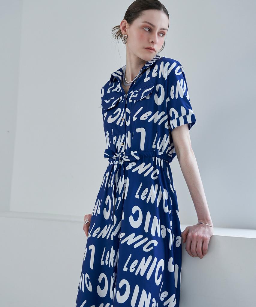 LENIC&MCCOY Logo Short Sleeve Shirt Dress Mm06Op002Fcy