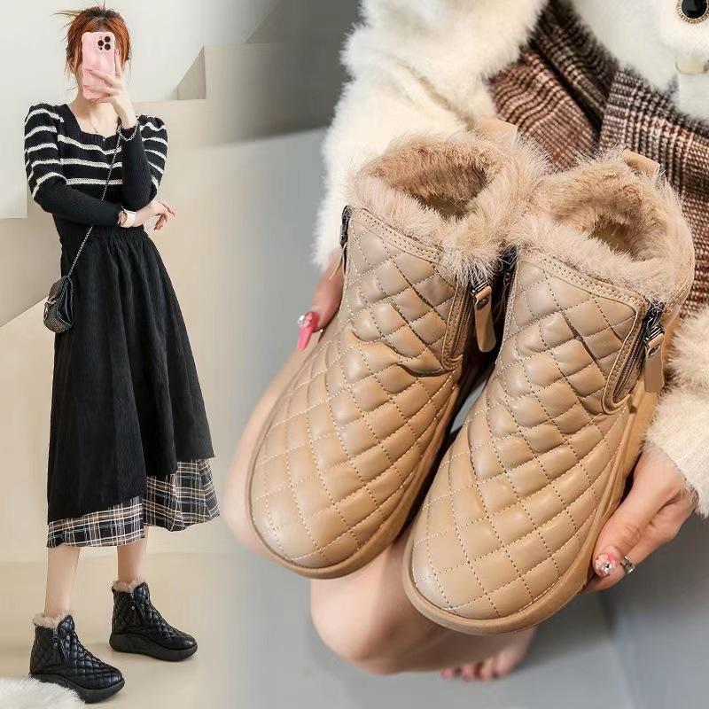 Women's High-Top Velvet Cotton Winter Boots - Warm, Thick-Soled, Non-Slip, Soft-Surfaced, Casual Snow Shoes