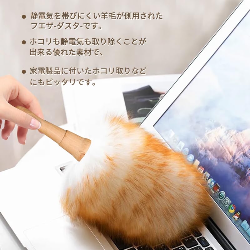 GIMI Wool Fluffy Wool and Natural Wood Handle with Dust Handy For Home Musical Room Piano Keyboard Duster, Loop, Duster, Stylish, Lightweight, Mop,