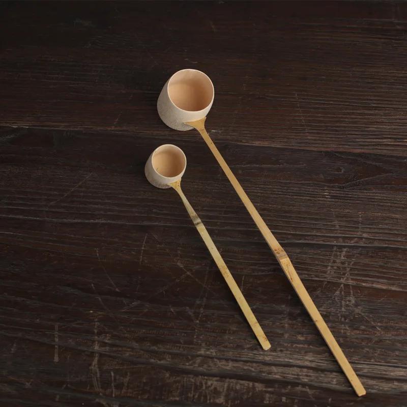 Chinese Style Handmade Natural Bamboo Wooden Tea Scoop Long Handle Water Tea Spoon Teaware Table Decor Kitchen Tool 2025 New