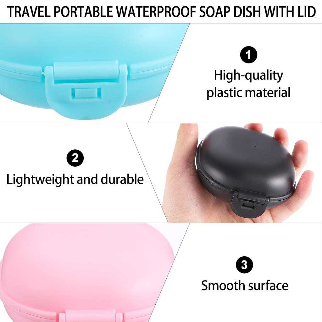 5 Pcs Boîte à Savon Étanche Portable Voyage Contenant de Salle de Bain Plat en Plastique Maison Étui Anti-Fuite Couvercle Amovible Anti