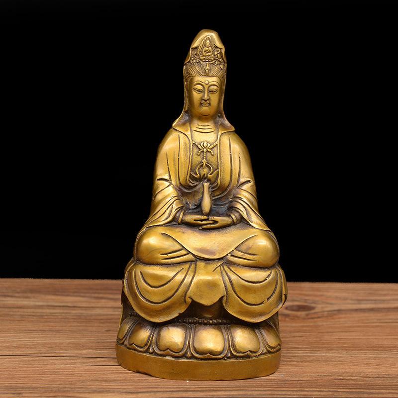

Creative Brass Lotus Base Buddha Ornaments, Religious Ornaments, Home, Living Room, Bronze Sculpture, Decoration, 21CM, 1Pc