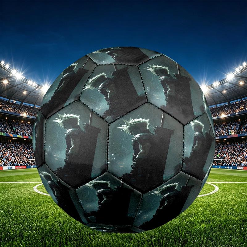 Final Fantasy Print Size 5 Soccer Ball, PU Wear Resistant Football for Match Training and Daily Practice, Birthday Gift for Soccer Fans