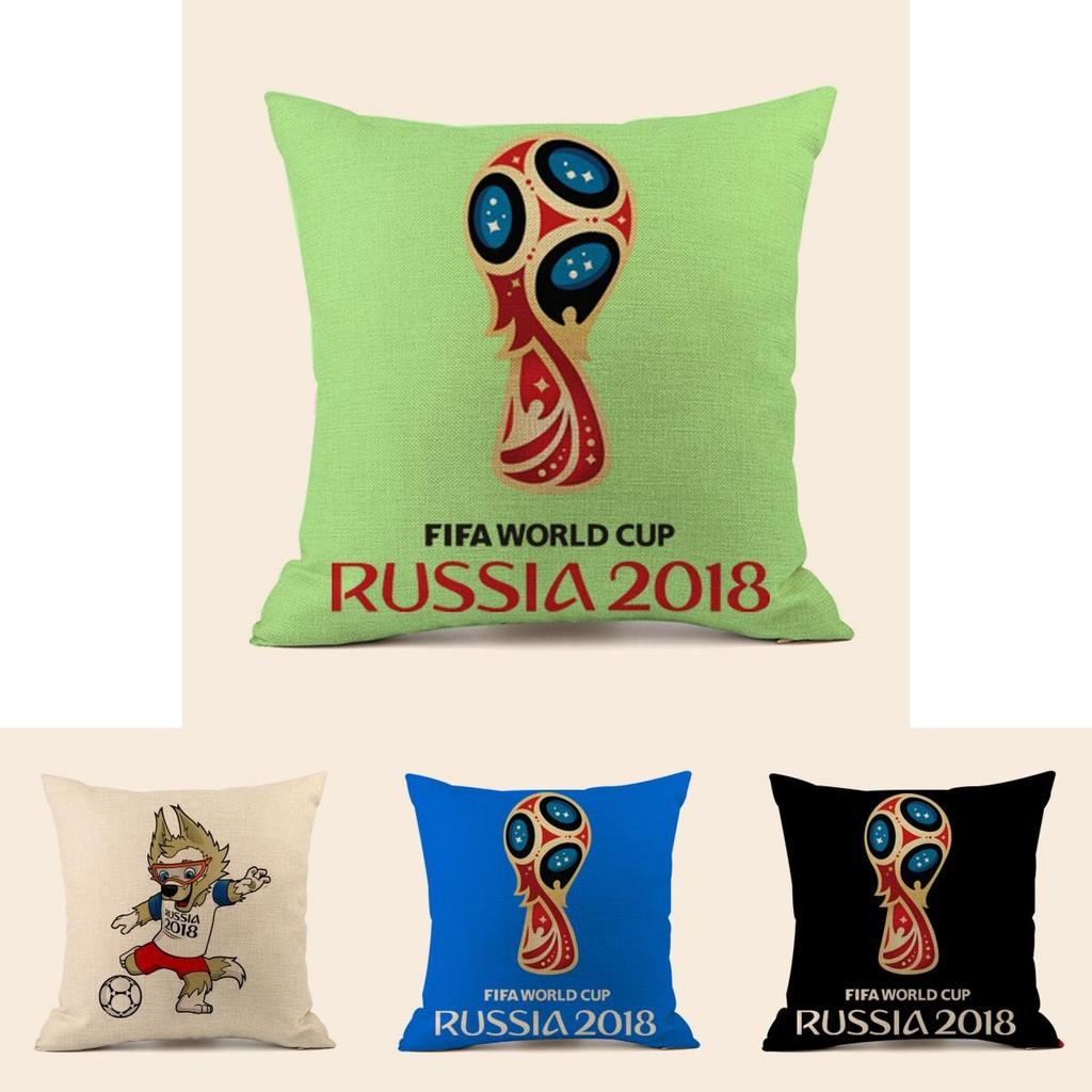 Soccer Fans World Cup 32 Teams Cotton Pillowcase With Emblem For Home Bar Lounge