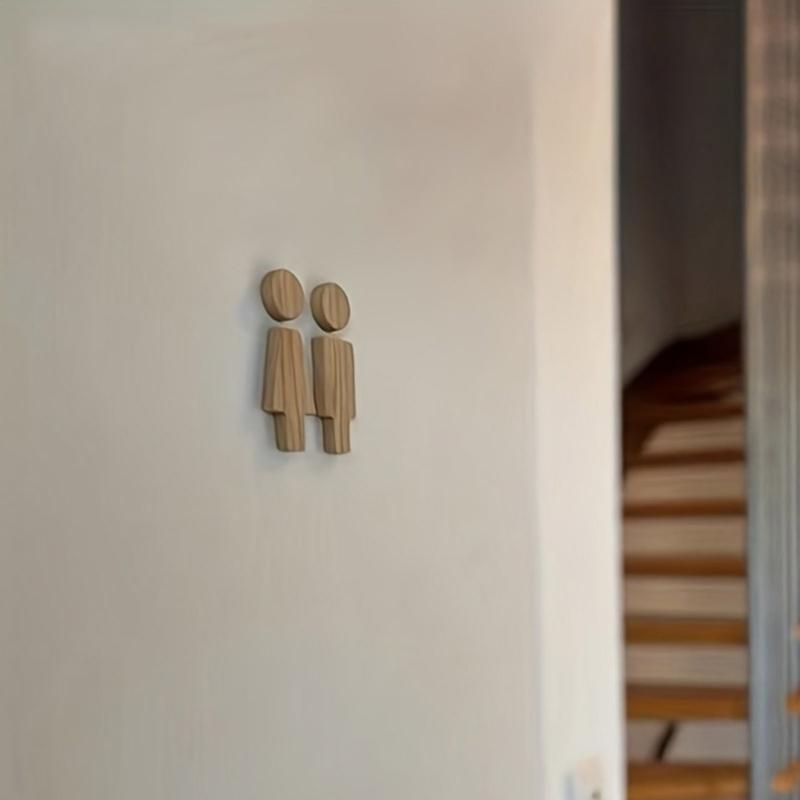 Men and Women Wood Bathroom Sign Set for Indoor Public Restrooms and Home Bathroom Door Toilet Signage Signboard Decors
