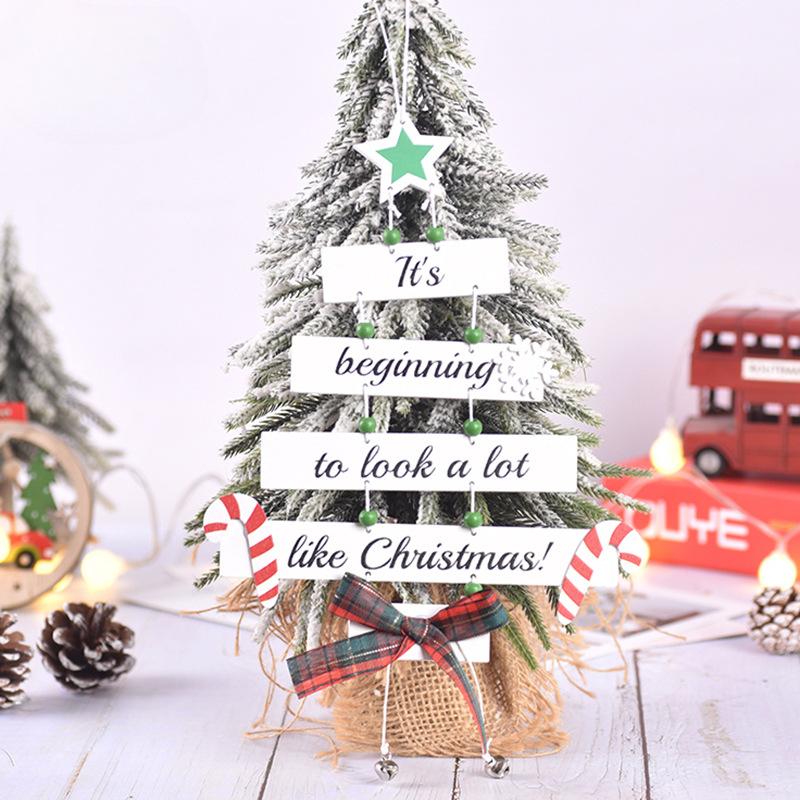 Christmas Decorations, Christmas Tree Shapes, Wooden Pendants, Colorful Letter Pendants, Christmas Shop Windows, Scene Decoration Props