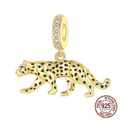 Měděný Zlatý Leopard Panther Zvířecí Přívěsek Korálky Fits 4Mm Průměr Otvoru Náramky DoItYourself Korálky Šperky Dámské Dárky