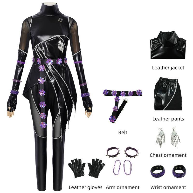 Kpop Demon Hunters Rumi Mira Zoey Kostium Skórzany z Tkaniną PU do Cosplayu na Imprezy Anime