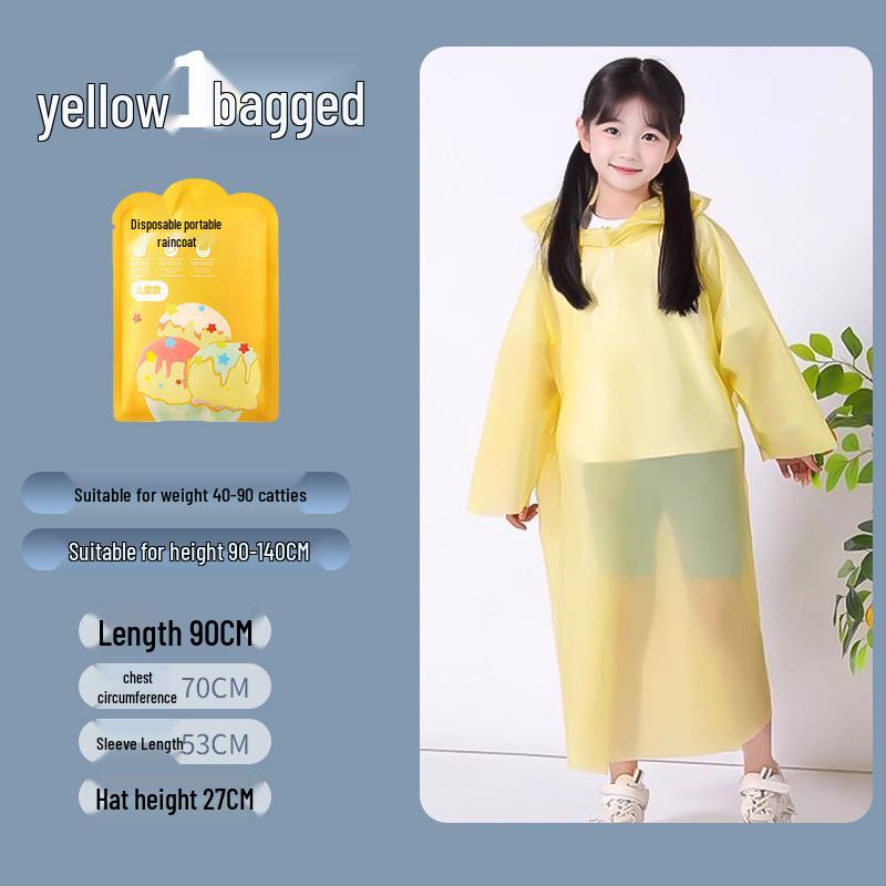 Children's Disposable Extended One-Piece EVA Raincoat with Backpack Cape