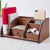 Wood Desk Storage Box with Drawer and Open Sections, Tabletop Holder for Study Table, Home Office Desk and Dressing Table Daily Use