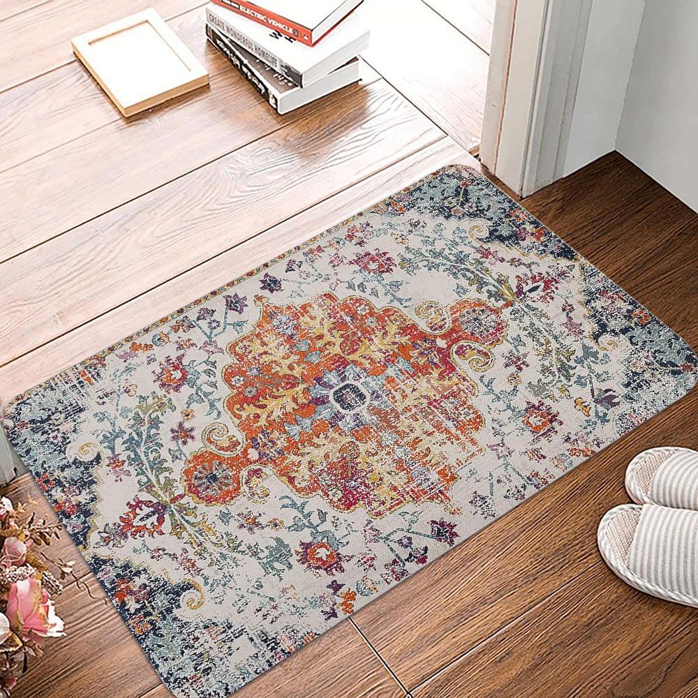

Vintage boho Themed Doormat Non-Slip Bedroom Kitchen Bathroom Entracne Rugs Living Room Washable Carpet 40x60cm