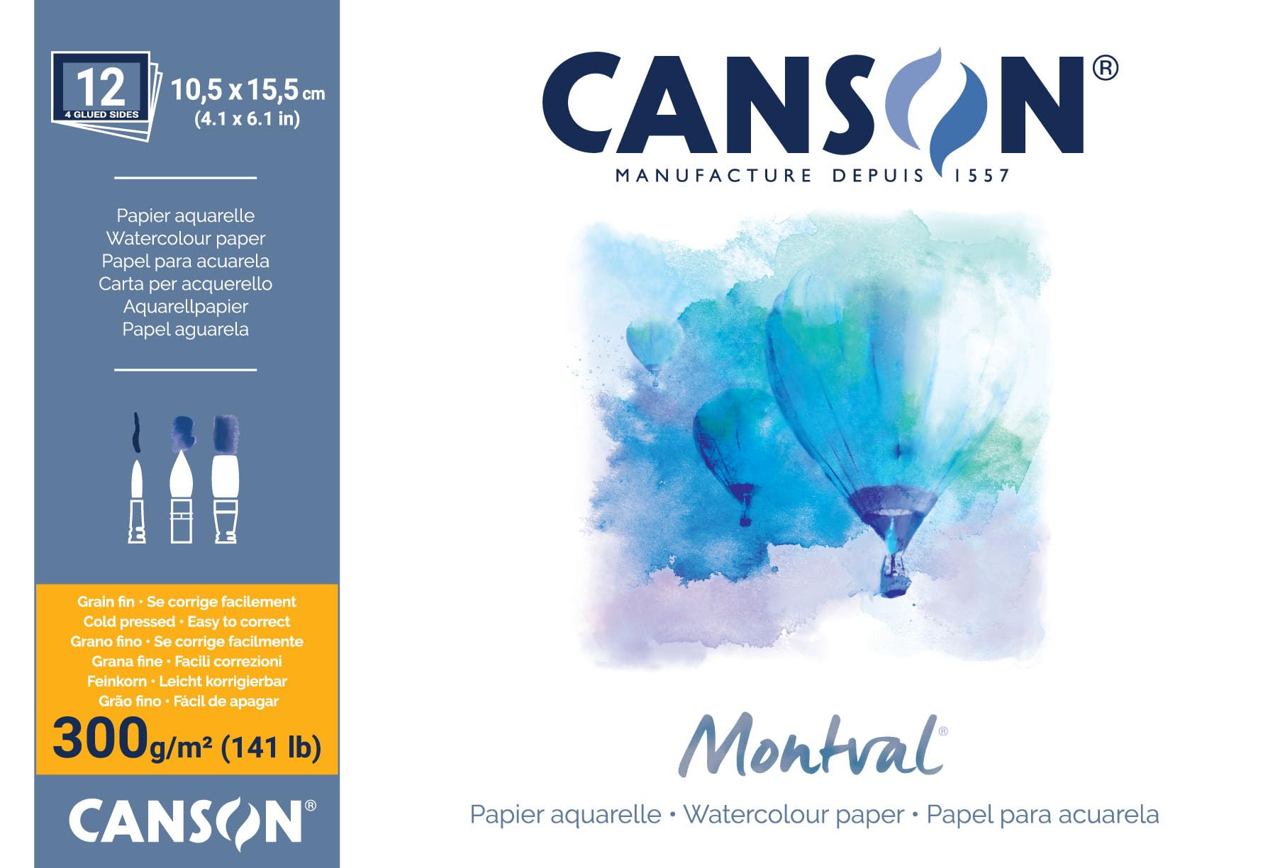 

Canson Montvale Watercolour Paper Block 240 x 320mm Medium 200006544 300g/m2 белый