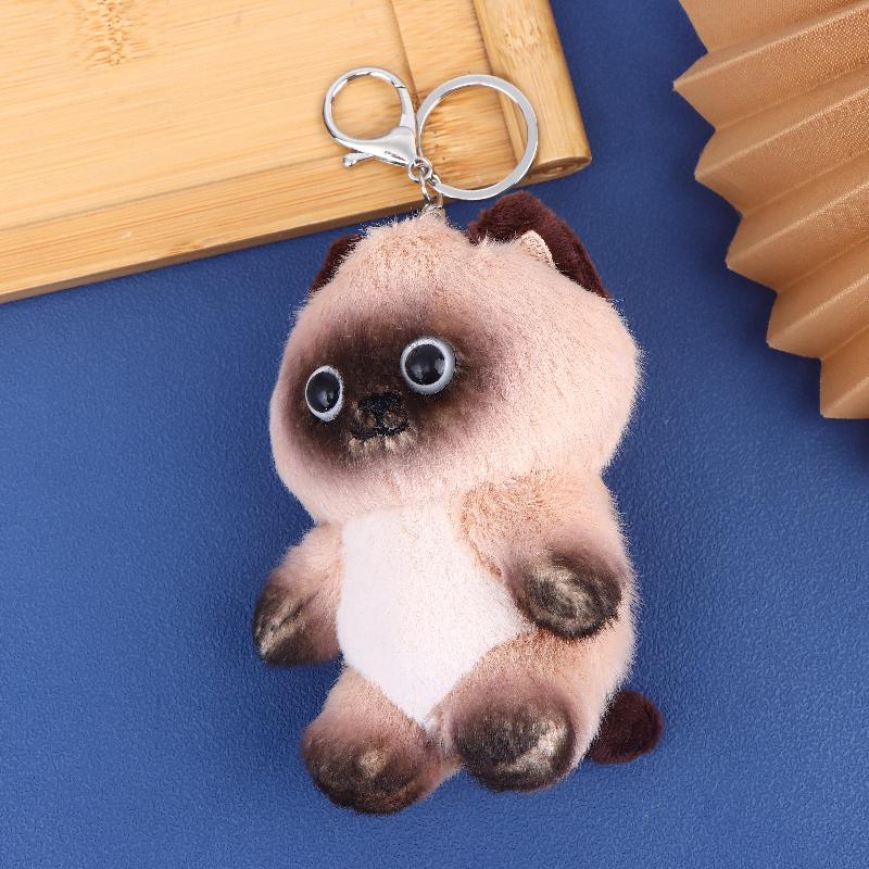 

1Pcs Kitty Doll Pendant Lifelike Cute Siamese Cat Plush Toy Keychain Brown And White Face Cat Cartoon Home Decor Party Gift