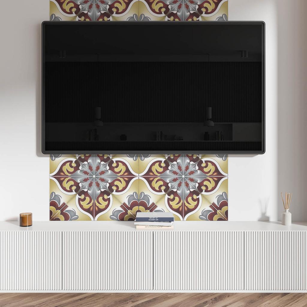 Panel Samoprzylepny Z Grafiką Do Jadalni Pcv 120X60 Cm Wzór Dekoracyjny Z Motywem Kwiatowym