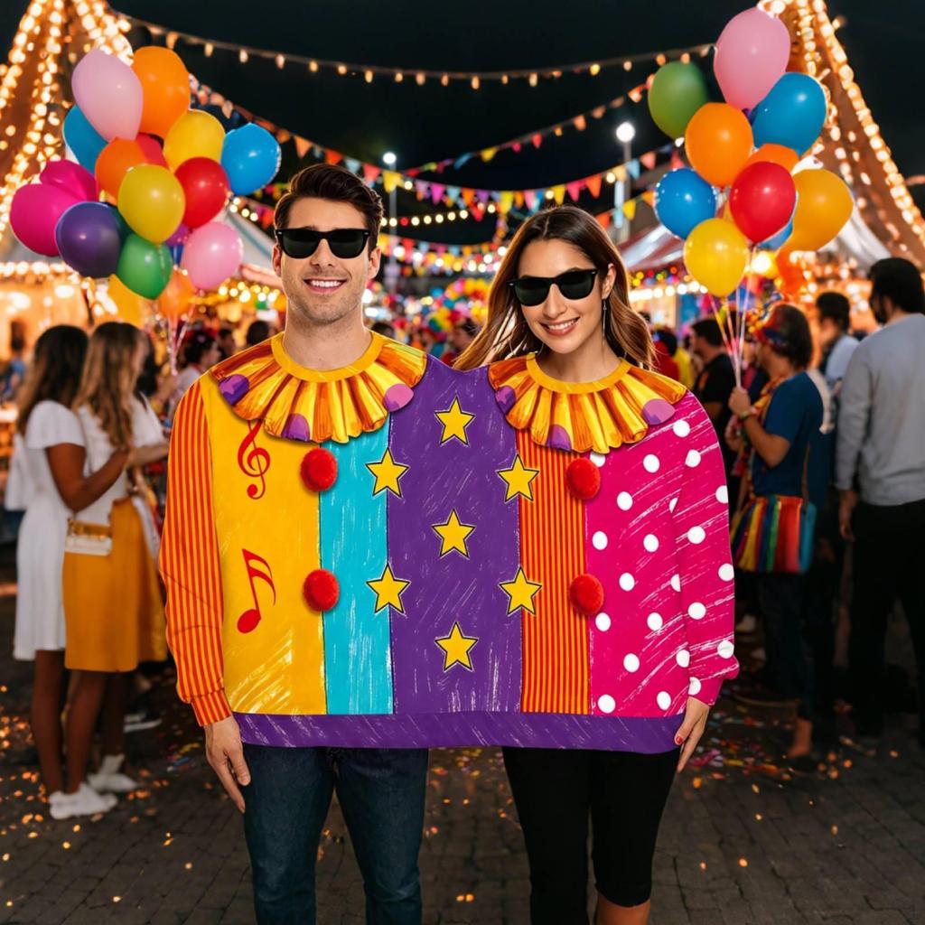 Clown Costume for Couples with Long Sleeves, Costume, Cosplay Accessory, Polyester, Adult