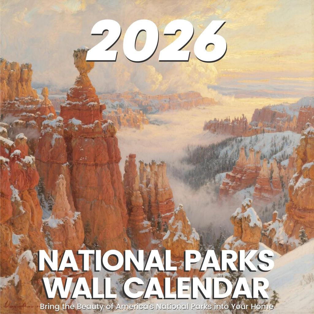 National Parks Calendar 2026 – Artistic Oil Painting Style Monthly Wall Calendar 12-Month Scenic Art Wall Calendar, 12" x 12", Perfect National