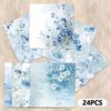 24st, Blått Blommigt Tema Scrapbokspapper, A5 Storlek, DIY Dagböcker, Materialpapper, Grattiskort, Fotoalbum, Hantverk, Dekoration