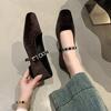 Crystal Fashion Women Ballet Dance Shoes Suede Square Toe Shallow Buckle Shoes 2025 Trend Elegant Dress Spring Chaussures Ladies