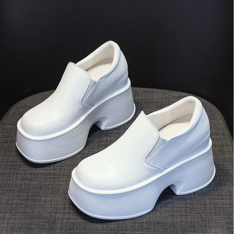 Fashion Lefu Shoes Women's 2025 New Style Inner Height 11cm Thick Sole Small Leather Shoes Women's Single Shoes Womens Shoes