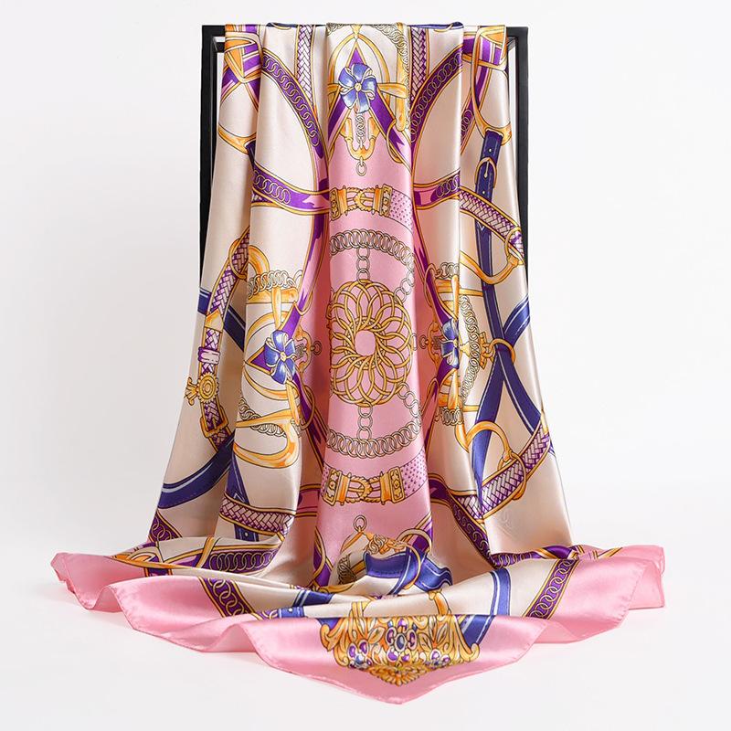 Women Silk Square Scarf Lady Bandana Head Wrap Shawl Satin Foulard Female Large Hijab Neckerchief Scarves Pashmina 2021 Headband