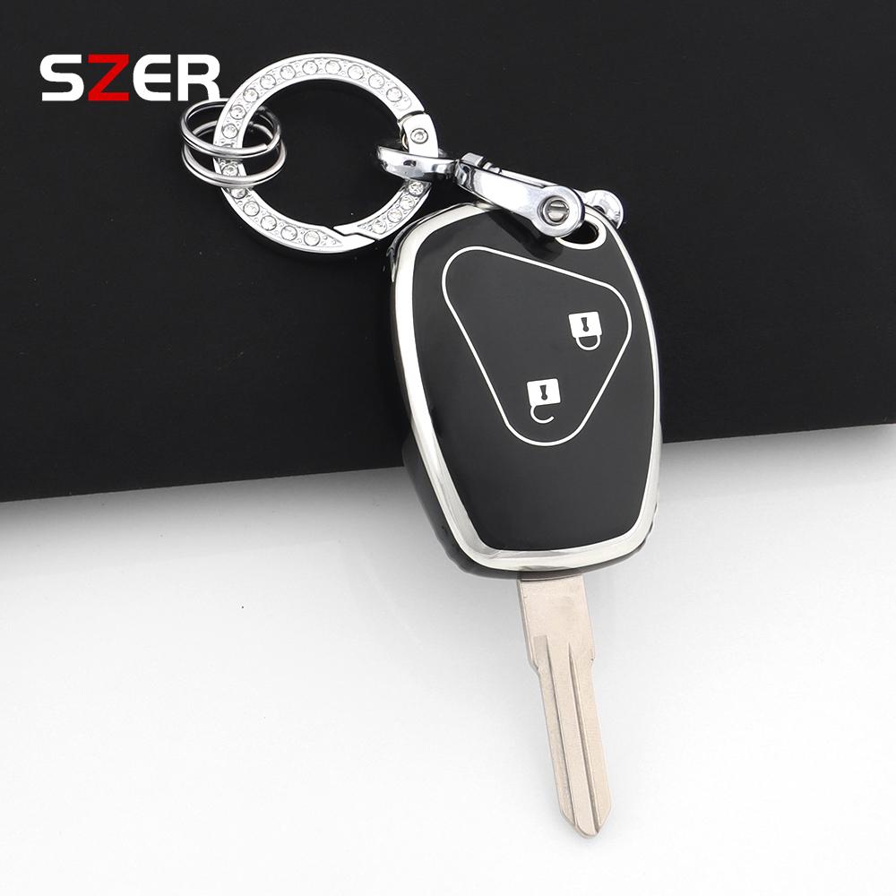 For Renault Trafic Clio Duster Logan Dacia Sandero For Nissan Terrano Almera 2 Button Tpu Car Key Case Cover Protector Keychain