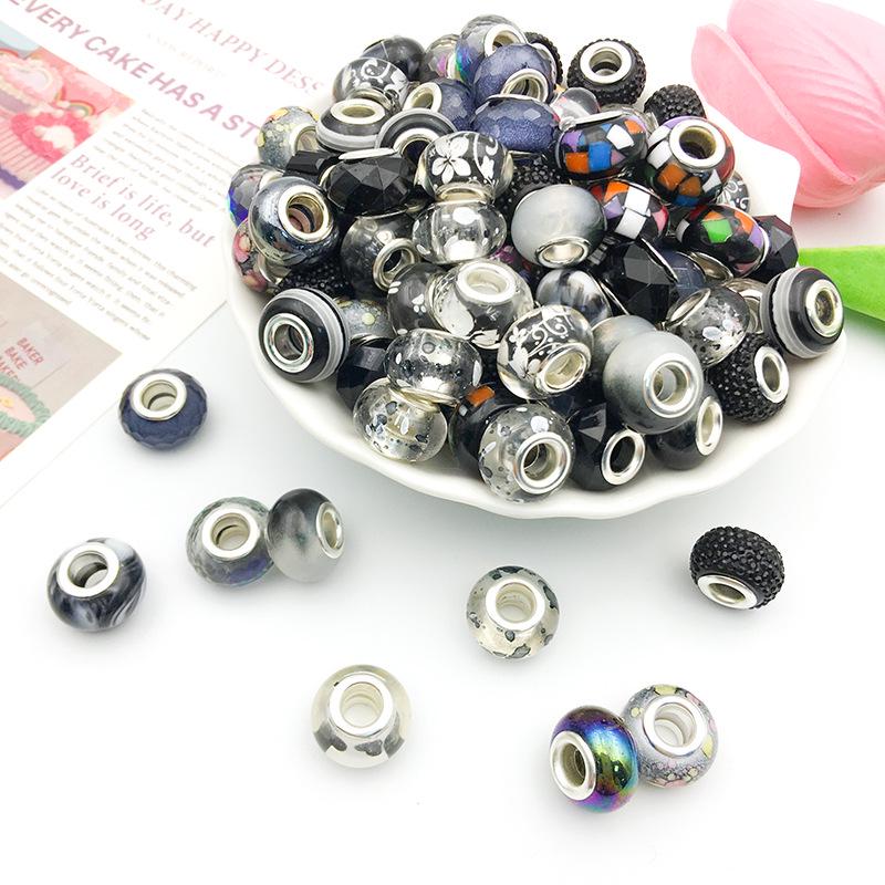 Handmade DIY Jewelry Set: 10 Colorful Beaded Bracelets with Pendants and Large Hole Beads