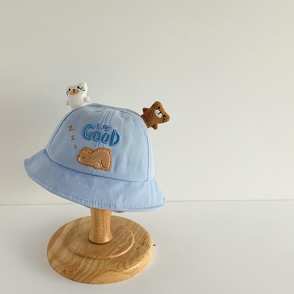 

Wide Brim Bucket Hat Cute Cartoon Sunscreen Cap Fashion Fisherman Cap Baby синий