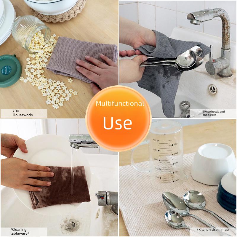 Ensemble torchon et tampon à récurer en coton gaufré ananas