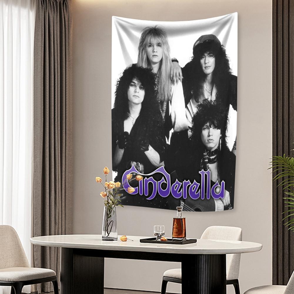 

Retro Rock Band Tapestry Cinderellas Heavy Metal Music Poster Home Decor Bedroom Dorm Background Cloth Concert Banner Fans Gift 29x37in