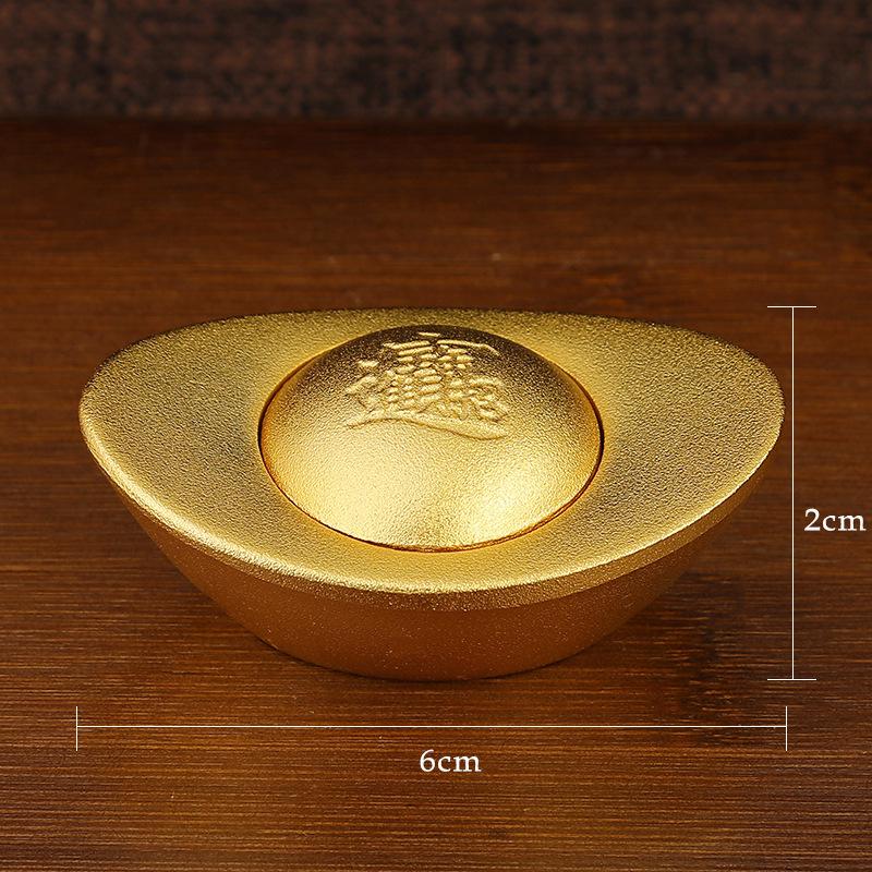 Brass Faux Gold Bar Yuanbao Copper Desk Ornament Fortune Paperweight Decoration Prop