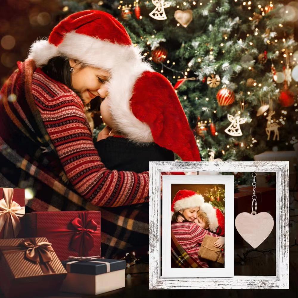 With Heart Pendant Desktop Photo Frame Wooden Photo Display Frame  Home Supplies