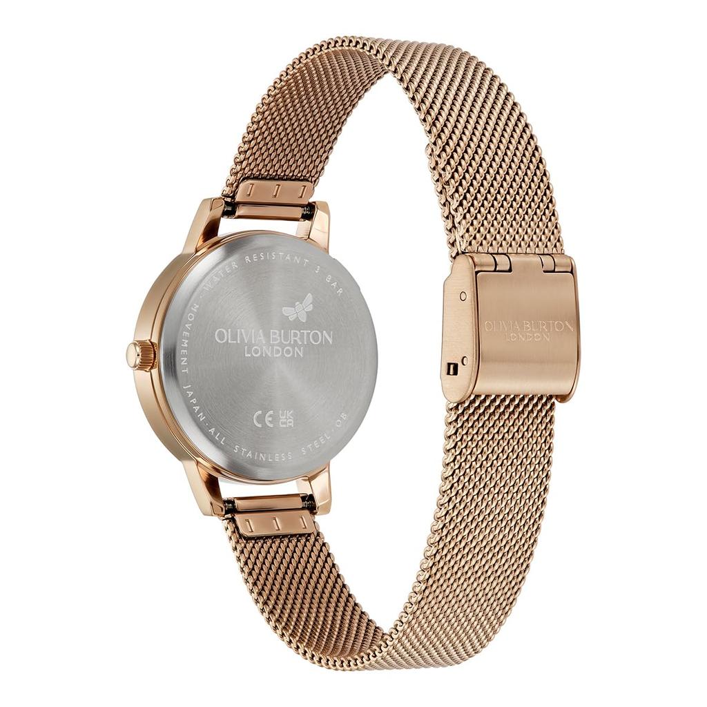 Authorized Dealer Olivia Burton Signature Illustrated Floral Rose Gold Mesh Watch 24000226 30mm [OLIVIA BURTON] Women's
