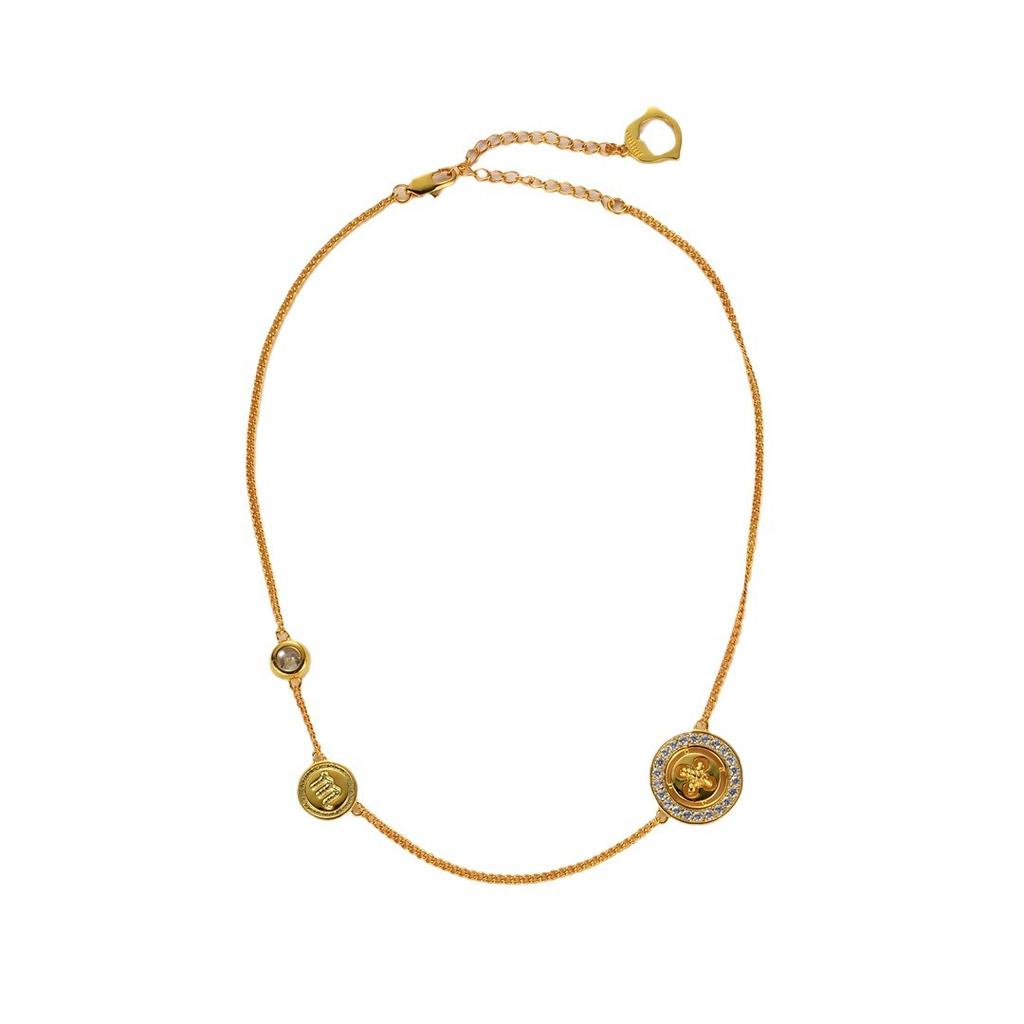 French Earrings Necklace Second Button Series Niche Original High-End Design Clavicle Chain Women