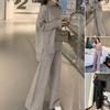 Herbst Winter Locker Lässiger Pullover Weitbeinige Hose Zweiteiler Damen Lazy Style Hongkong Mode