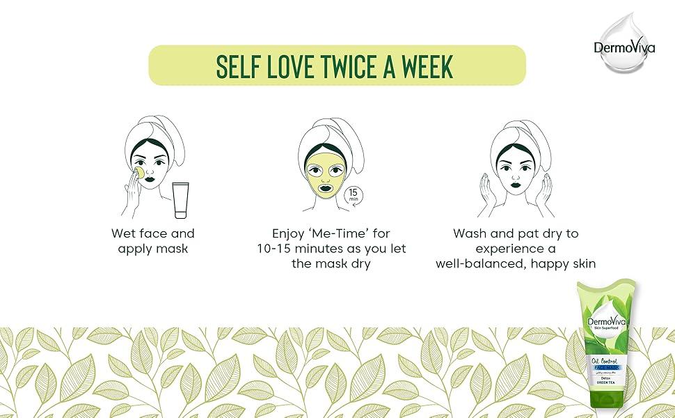 DermoViva Oil Control Purifying Green Tea Face Mask - 150 Ml