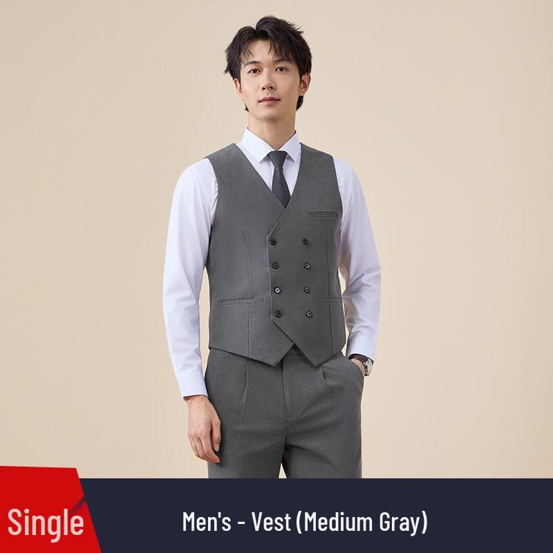 Men's Autumn/Winter Double-Breasted Suit Set - Professional Business Attire for Hotel Managers