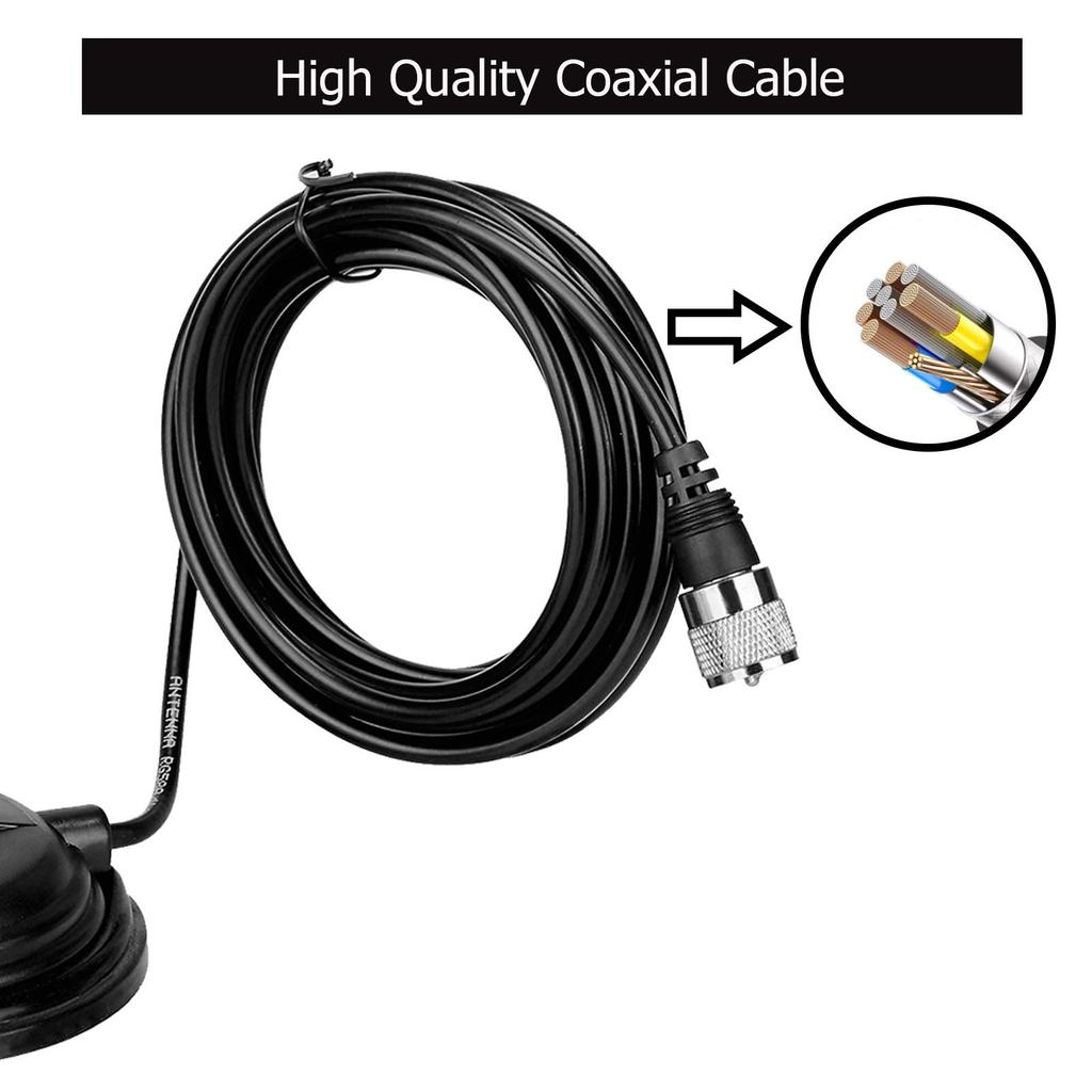CA35 Antenna Install Magnetic Base with 4m Coaxial Cable UHF Male Connector Magnetic Antenne Mount UHF Female Connector for Car